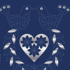 Christmas Stocking Sashiko Panel - Navy/Silver